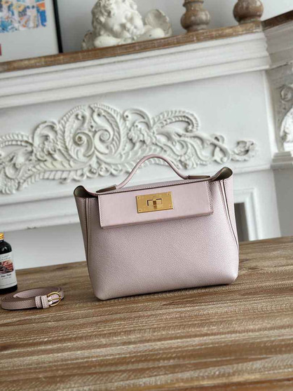 Hermès 24/24 Mini Bag Evercolor Swift Leather Beige Purple Gold - Default Title - View 1