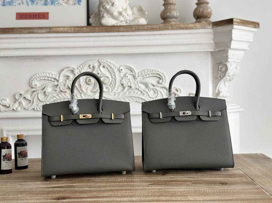 Hermès Birkin 25 Bag Dark Gray Epsom Leather H625652 - gold - View 1