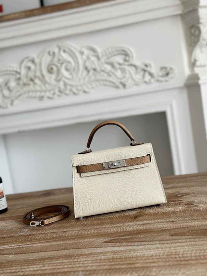Hermes Kelly Bag 19 Beige Epsom Leather Silver H82319 - Default Title - View 1