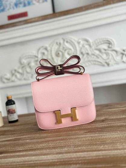 Hermes Constance Epsom Leather 19cm Light Pink Gold H082225 - Default Title - View 1
