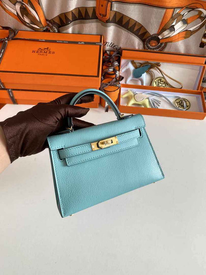 Hermès Kelly II Sellier Mini 2024 Blue Goatskins Leather Gold - Default Title - View 1