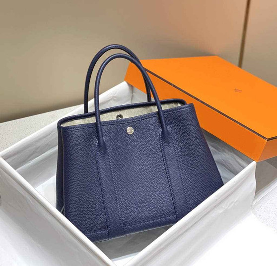 Hermes Garden Party 30 bag Navy Blue Togo leather - Default Title - View 1