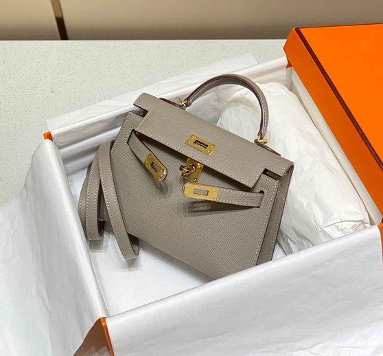 Hermes Kelly Mini II Bag Gray Epsom with Gold Hardware 19 - Default Title - View 1