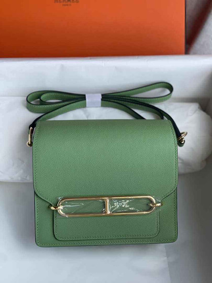 Hermès Mini Roulis Bag Light Green Evercolor Gold Hardware H50302 - Default Title - View 1