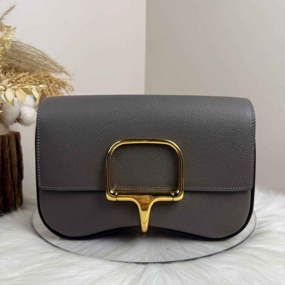 Hermès Della Cavalleria Elan Bag in Dark Gray Epsom Calfskin Gold Hardware - Default Title - View 1