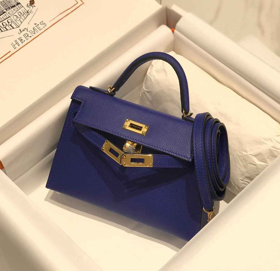 Hermes Kelly Mini II Bag 19 Gold Hardware with Epsom Dark Blue - Default Title - View 1