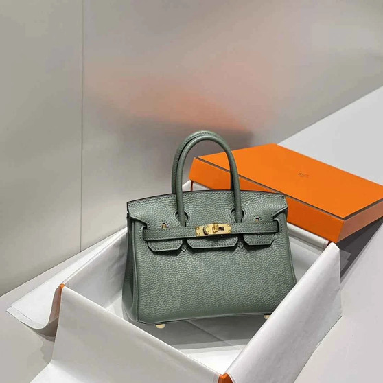 Hermès Birkin Mini Bag 20cm green togo leather with shoulder strap - Default Title - View 1