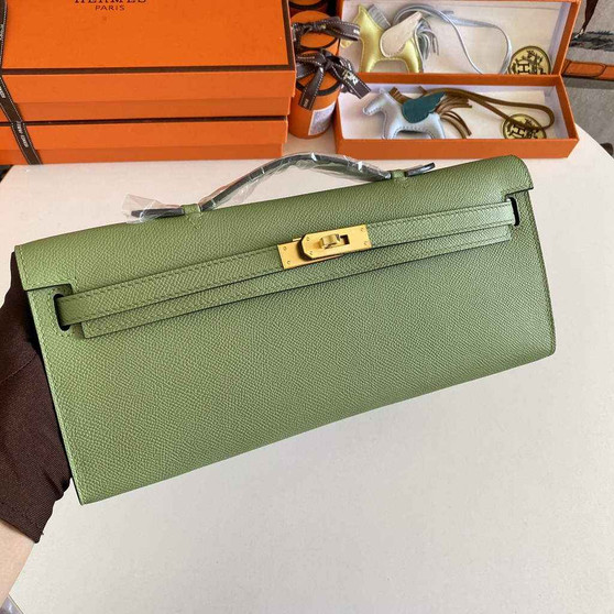 Hermès Kelly Cut Clutch 31cm Epsom Leather Green Gold - Default Title - View 1