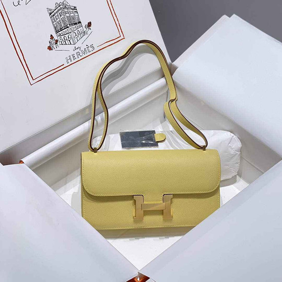 Hermes Constance Box Epsom Leather Lemon Yellow Gold H082763 - Default Title - View 1