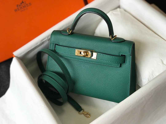 Hermes Kelly Mini II Bag Green Epsom with Gold Hardware 19 - Default Title - View 1