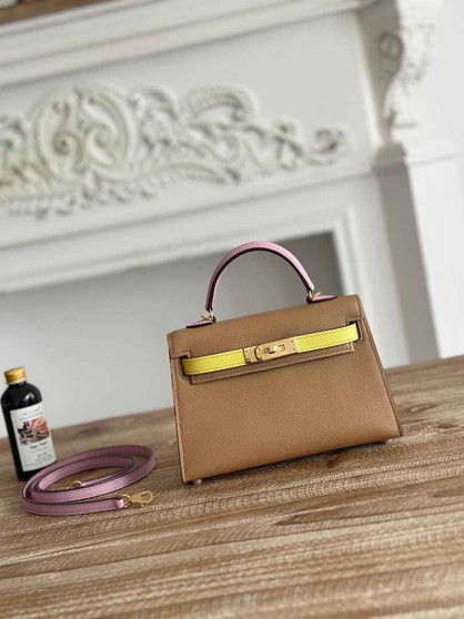Hermes Kelly Bag 19 Apricot Epsom Leather Gold H82313 - Default Title - View 1