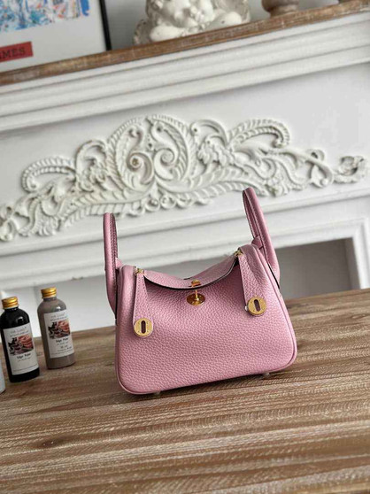Hermes Lindy Mini Bag Togo Leather Pink Purple Gold H68610 - Default Title - View 1
