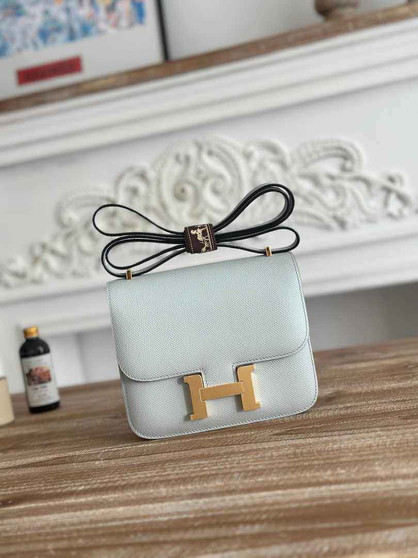 Hermes Constance Epsom Leather 19cm Silver Light Blue H082255 - Default Title - View 1