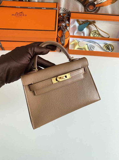 Hermès Kelly II Sellier Mini 2024 Light Brown Goatskins Leather Gold - Default Title - View 1