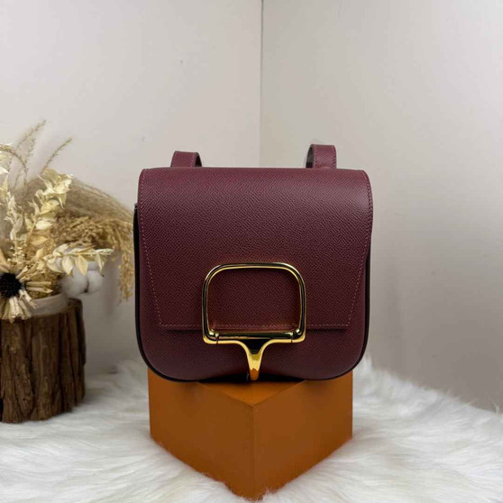 Hermès Della Cavalleria Mini Bag Epsom Calfskin Wine Red Gold Hardware - Default Title - View 1