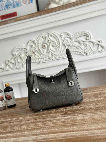 Hermes Lindy Mini Bag Dark Green Togo Leather Silver H68651 - Default Title - View 1