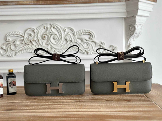 Hermès Constance bag in Dark Gray Epsom leather H382690 - Gold - View 1