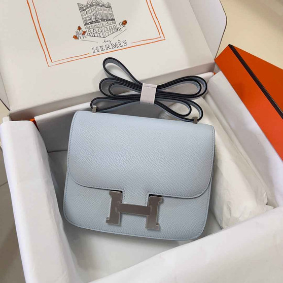 Hermes Constance Bag 19 Light Blue Epsom Leather Silver H0839325 - Default Title - View 1