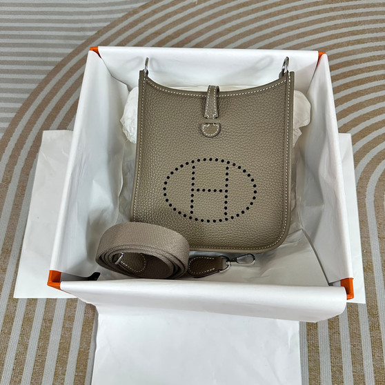 Hermes Evelyne III 17 Togo Dark Blue Leather Bag Silver H5633 - Default Title - View 1