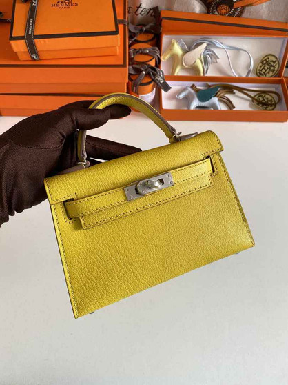 Hermès Kelly II Sellier Mini 2024 Yellow Goatskins Leather Silver - Default Title - View 1