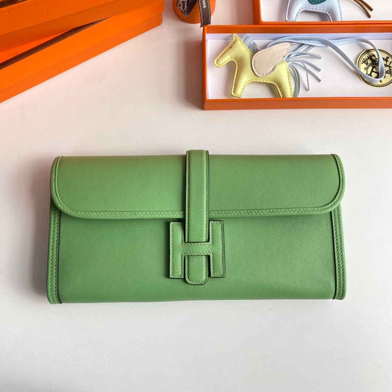 Hermes Wallet Clutch Swift Leather 29cm In Light Green - Default Title - View 1