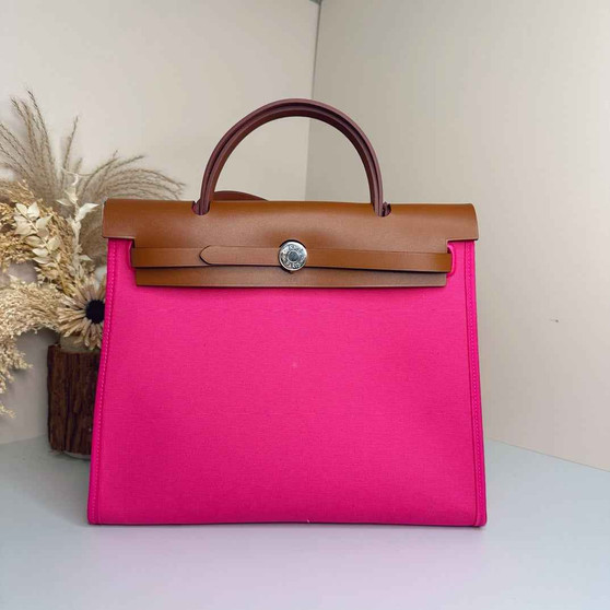 Hermès Herbag Zip 31 hobnailed bag h085131 brown plum - Default Title - View 1