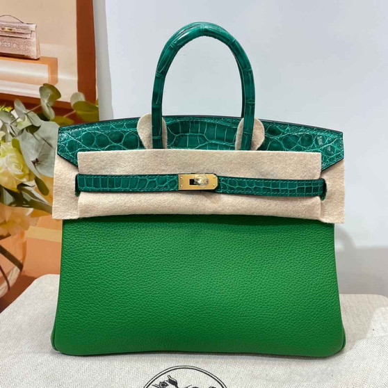 Hermès Birkin Bag Green Crocodile Togo Gold Hardware H8633 - W25×H20×D13cm - View 1