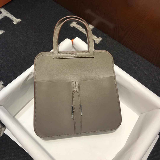Hermes Mini Halzan 22 Bag Gray Swift Leather H082136 - Default Title - View 1