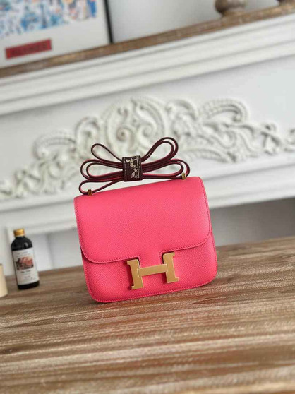 Hermes Constance Epsom Leather 19cm Dark Pink Gold H082233 - Default Title - View 1