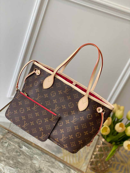 Louis Vuitton Neverfull PM Bag M41001 Monogram Canvas Red - Default Title - View 1