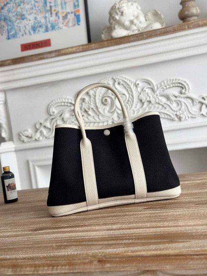 Hermes Garden Party 30 bag H266754 Black beige - Default Title - View 1