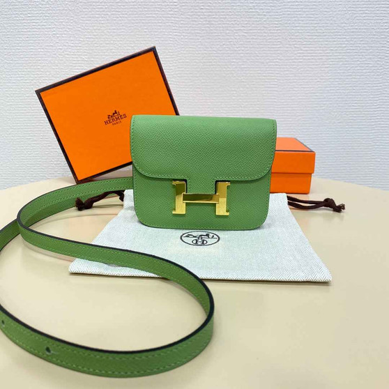 Hermes Constance Slim Wallet Green Epsom Leather Gold H082062 - Default Title - View 1