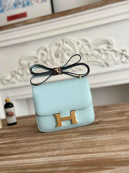 Hermes Constance Epsom Leather 19cm Light Blue Gold H082201 - Default Title - View 1