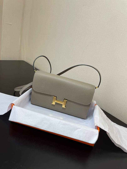 Hermes Constance Long To Go wallet H080126 gray gold - Default Title - View 1