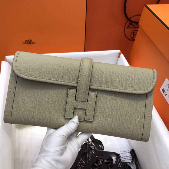 Hermes Jige 29 Wallet Clutch In Epsom Leather Light Gray - Default Title - View 1