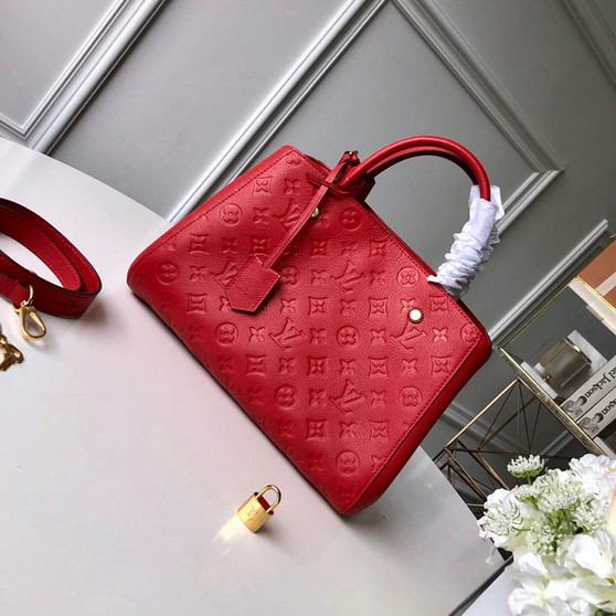 Louis Vuitton M41048 Montaigne MM Monogram Empreinte Leather Red