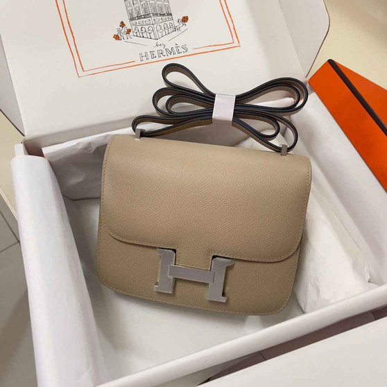 Hermes Constance Bag 19 Light Gray Epsom Leather Silver H083917 - Default Title - View 1