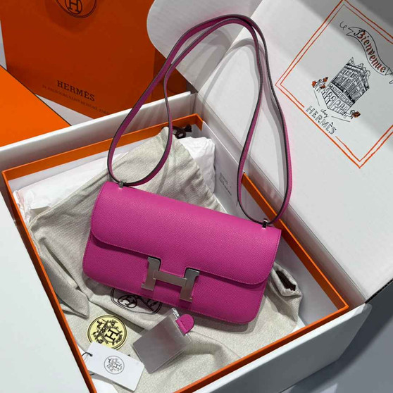 Hermes Constance Box Epsom Leather Plum Silver H082687 - Default Title - View 1