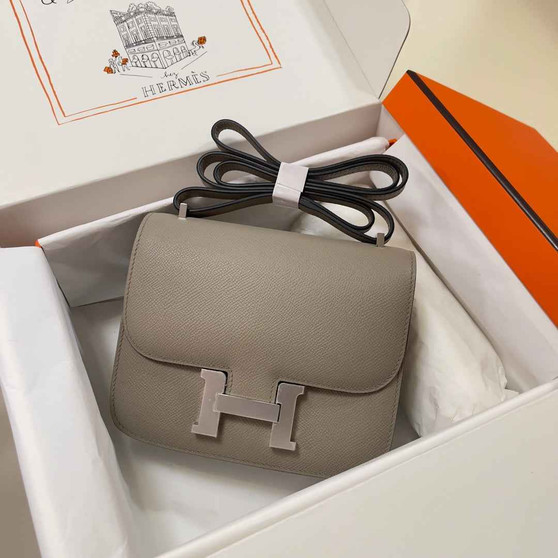 Hermes Constance Bag Epsom Gray Leather Silver H2555 - Default Title - View 1