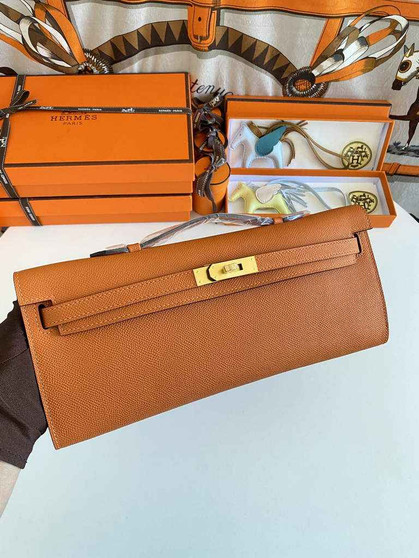Hermès Kelly Cut Clutch 31cm Epsom Leather Orange Gold - Default Title - View 1