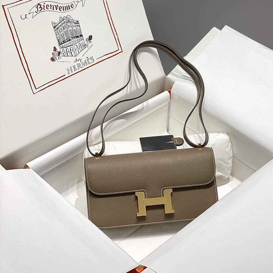 Hermes Constance Box Epsom Leather Gray Gold H082710 - Default Title - View 1