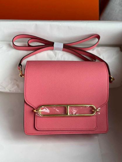 Hermès Mini Roulis Bag Pink Evercolor Gold Hardware H50304 - Default Title - View 1