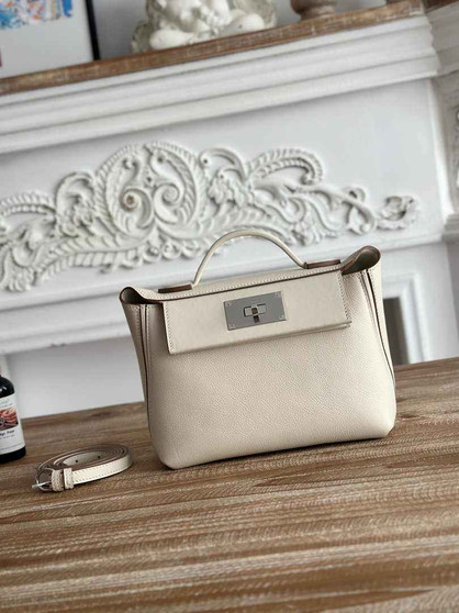 Hermès 24/24 Mini Bag Evercolor Swift Leather Beige Silver - Default Title - View 1