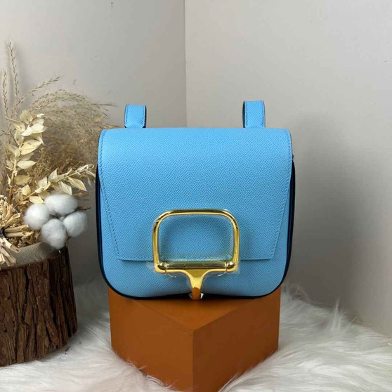 Hermès Della Cavalleria Mini Bag Epsom Calfskin Blue Gold Hardware - Default Title - View 1