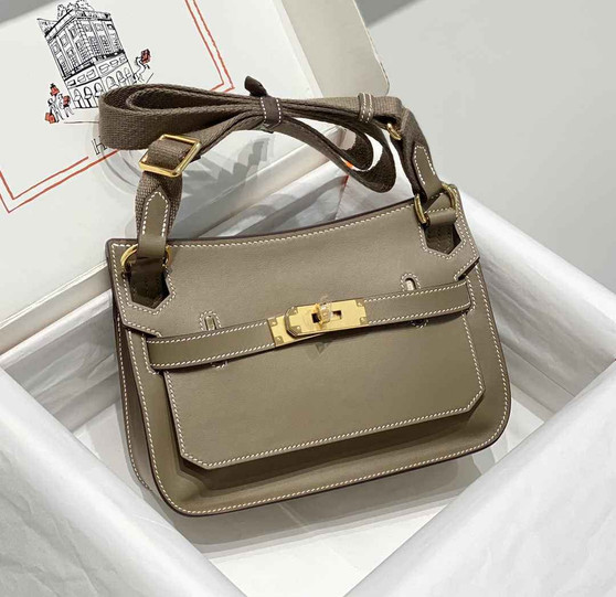 Hermes Jypsiere mini bag Gray Swift Leather Gold H25600 - Default Title - View 1
