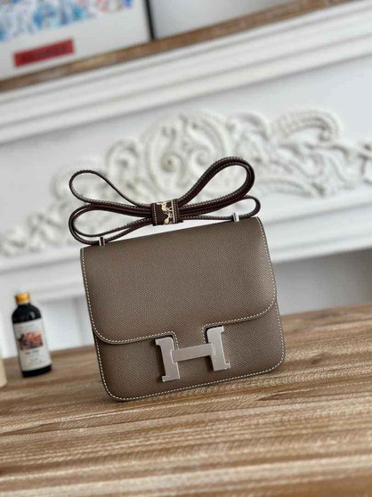 Hermes Constance Epsom Leather 19cm Dark Gray Silver H082228 - Default Title - View 1