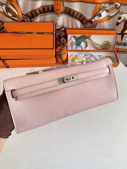 Hermès Kelly Cut Clutch 31cm Epsom Leather Light Pink Silver - Default Title - View 1