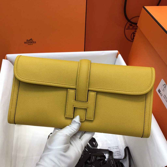 Hermes Jige 29 Wallet Clutch In Epsom Leather Yellow - Default Title - View 1