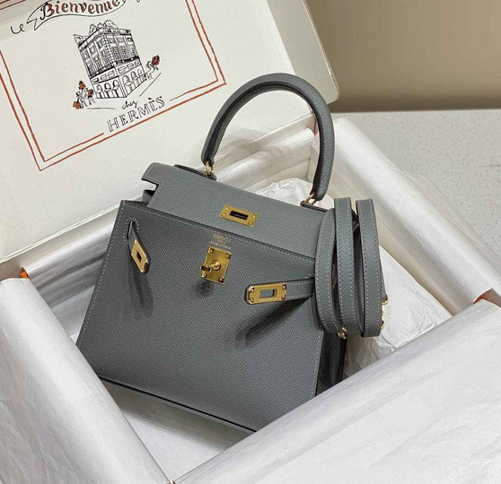 Hermes Kelly Mini II Bag 20 Gray Green Epsom with Gold Hardware - Default Title - View 1