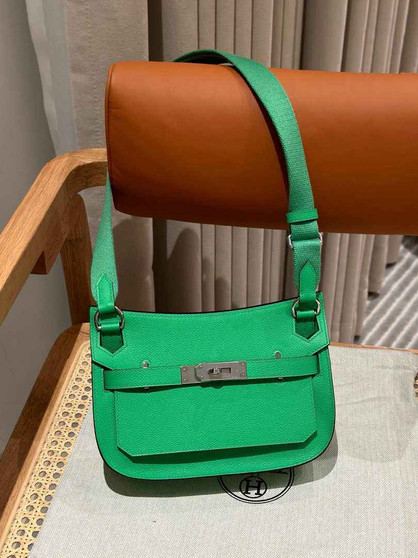 Hermes Jypsiere mini bag Green Swift Leather Silver H25611 - Default Title - View 1